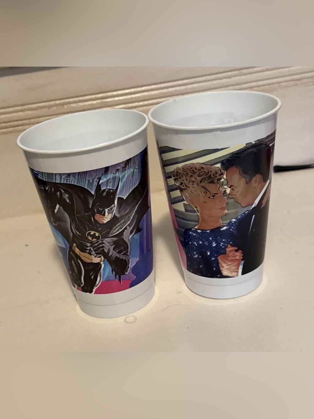 Batman Returns McDonald's Collector Cups Lot (2) Canadian Variant 1992 Diet Coke